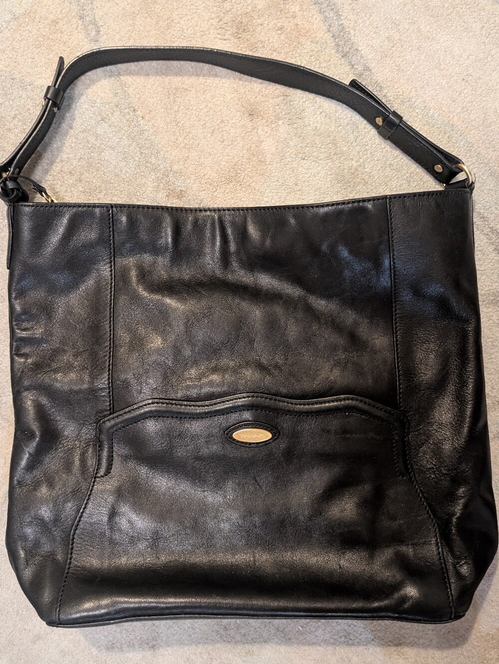 Excellent condition Tahari soft black real leather shoulder bag